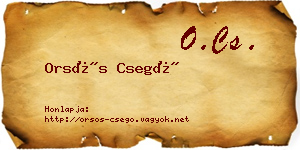 Orsós Csegő névjegykártya